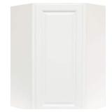 Hampton 24 in. W x 12 in. D x 36 in. H Assembled Diagonal Corner Wall Kitchen Cabinet in Satin White