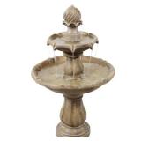 2-Tier Earth Solar Outdoor Tiered Water Fountain with Battery Backup