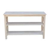 Hampton 48 in. Unfinished Standard Rectangle Wood Console Table with Shelves