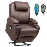 LACOO Brown Leather Standard (No Motion) Recliner with Power Lift