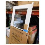 32 in. x 78 in. White Universal 3/4-Light Aluminum Storm Door with Black Hardware