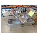 Jobox 70 in. Diamond Plate Aluminum Full Size Dual Mid-Lid Crossover Truck Tool Box with Gear-Lock Latch