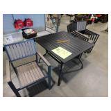 37 inch x 37 inch Square Metal Outdoor Dining Table with 6 chairs