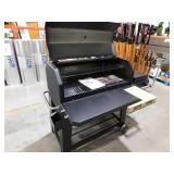 Oakford 1150 Reverse Flow Offset Smoker Charcoal Grill in Black