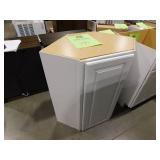 Hampton 24 in. W x 12 in. D x 36 in. H Assembled Diagonal Corner Wall Kitchen Cabinet in Satin White