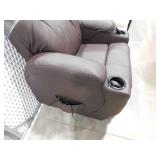 LACOO Brown Leather Standard (No Motion) Recliner with Power Lift