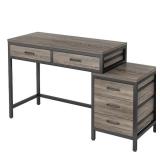 Madesa Computer Desk with 3 Drawers, 1 Door and 1 Storage Shelf, Wood Writing Home Office Workstation, Office Desk with Drawers