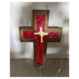 Beautiful Custom Made Stained Glass / Wood Cross 21 1/4 x 32"