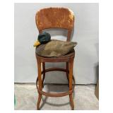 Vintage Duck Decoy & Metal Chair 33 Inches