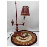 Tole Ware Table Lamps and Rooster Chair Pad Decor