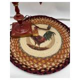 Tole Ware Table Lamps and Rooster Chair Pad Decor