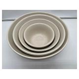 4 Longaberger Woven Traditions Red Nesting Mixing Bowls