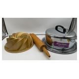 Chrome Cake Plate, Nordic Ware Bundt Pan, Rolling Pin