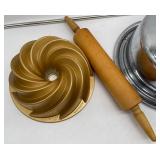 Chrome Cake Plate, Nordic Ware Bundt Pan, Rolling Pin
