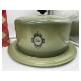 Vintage Kitchen LOT Avocado Green Cake Carrier, Better Homes and Gardens Cookbook, Osterizer Blender