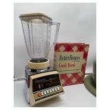 Vintage Kitchen LOT Avocado Green Cake Carrier, Better Homes and Gardens Cookbook, Osterizer Blender
