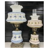 Two Vintage Hurricane Lamps