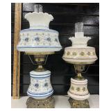 Two Vintage Hurricane Lamps