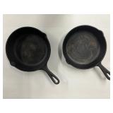 Two 8" Iron Skillets Lodge and Unmarked