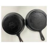 Two 8" Iron Skillets Lodge and Unmarked
