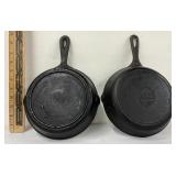 Two 8" Iron Skillets Lodge and Unmarked