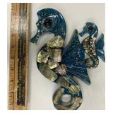 Two Lucite Sea horse Wall Hanging and 5 Stuffed Animals