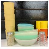 Vintage Tupperware LOT Bowls and Cups, Vintage Salt and Pepper Shakers