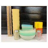 Vintage Tupperware LOT Bowls and Cups, Vintage Salt and Pepper Shakers