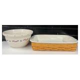 Longaberger Casserole Basket, Casserole Dish and Bowl
