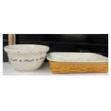 Longaberger Casserole Basket, Casserole Dish and Bowl