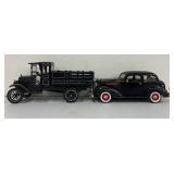 Two Vintage Diecast Cars 1923 Chevy 1 ton truck and 1936 Chevrolet Standard Town Car