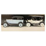 Two Vintage Die Cast Cars 1928 Chevy and 1915 Chevrolet Fire Passenger Baby Grand