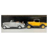 Two Vintage Diecast Cars Chevrolet Cabriolet and 1932 Chevy Open Cab Pickup
