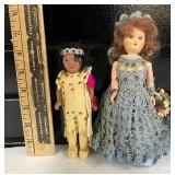 Two Vintage Home Inc Dolls Indian Girl and Girl with Flowers