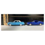 Two Vintage Diecast Cars 1969 Ford Boss Mustang and Ford Falcon Futura