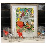 Bird Glasses and Framed Bird Print