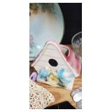 Vintage Pink Ball Pitcher and Shawnee Bluebird Wall Pocket Planter