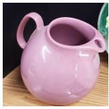 Vintage Pink Ball Pitcher and Shawnee Bluebird Wall Pocket Planter