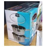 Kitchen Essentials LOT 3 Piece Stainless Steel Pots with Lid