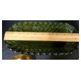 Vintage Green and Marigold Indiana Carnival Glass