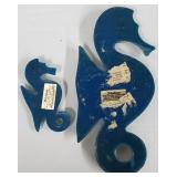 Two Lucite Sea horse Wall Hanging and 5 Stuffed Animals