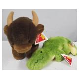 Two Lucite Sea horse Wall Hanging and 5 Stuffed Animals