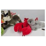 Two Lucite Sea horse Wall Hanging and 5 Stuffed Animals
