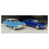 Two Vintage Diecast Cars 1969 Ford Boss Mustang and Ford Falcon Futura