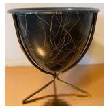 MCM Miniature Bullet Planter with Stand, Black and Gold Vintage