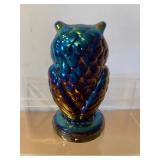 Mosser Glass Owl Carnival Glass 4" Marked