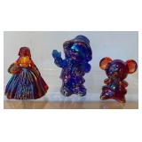 Mosser Glass Freddie the Hobo Clown, Boyd Crystal Mouse and Victorian Lady