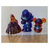 Mosser Glass Freddie the Hobo Clown, Boyd Crystal Mouse and Victorian Lady