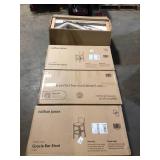 Lot of Nathan James Gracie 29 in. Modern Bar Height Stool with Natural Flax Cushion Seat and Brushed Wood Legs Natural Flax/Brown Customer Returns See Pictures