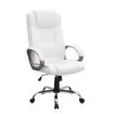 HOMESTOCK Faux Leather Adjustable Height Seat Executive Office Chair 25.9 H in . White with Non-Adjustable Arms Customer Returns See Pictures
